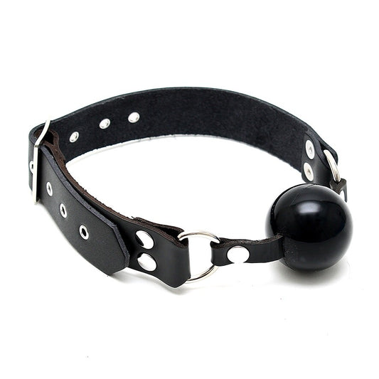 Genuine Leather and Silicone Black Ball Gag