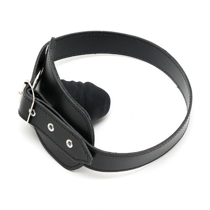 Leather Luxe Black Penis Gag with Internal Dildo