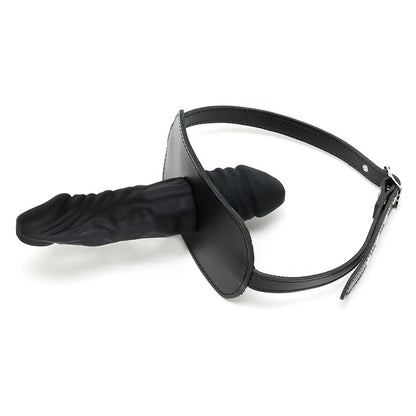Genuine Leather Black Penis Gag with Dual Dildo