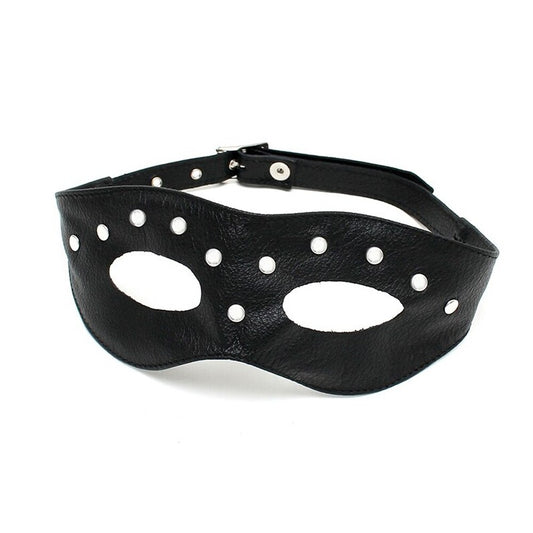 High-Quality Leather Black Open Eye Mask with Rivets