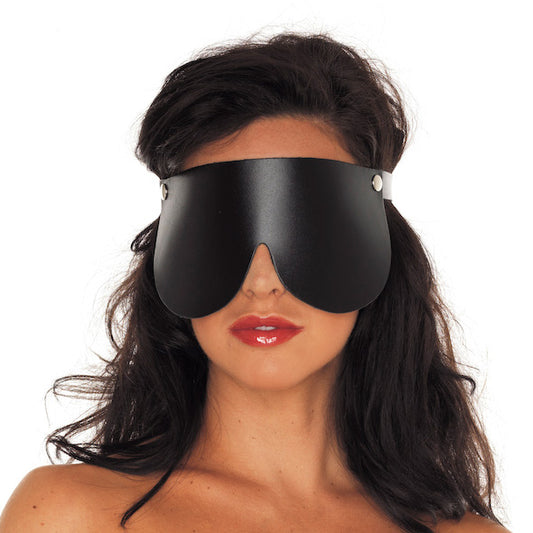 Rimba Black Genuine Leather Blindfold with Adjustable Fit