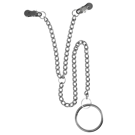 PleasureCraft Silver Nipple Clamps and Scrotum Ring