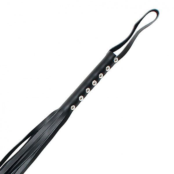 Genuine Leather Black 24 Inch Whip with Comfortable Handle