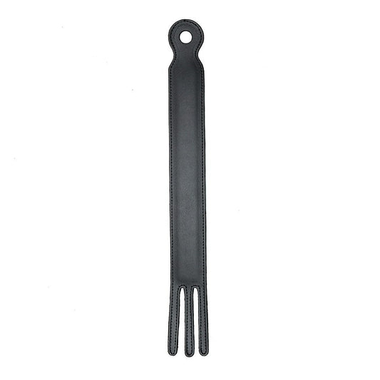Leather Luxe Black Fork Paddle with Three-Tongue Design